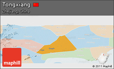 Political Panoramic Map of Tongxiang, lighten