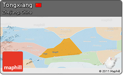 Political Panoramic Map of Tongxiang, lighten