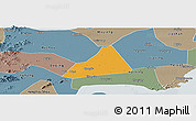 Political Panoramic Map of Tongxiang, semi-desaturated