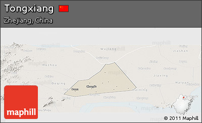 Shaded Relief Panoramic Map of Tongxiang, lighten