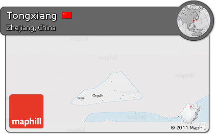 Silver Style Panoramic Map of Tongxiang, single color outside