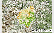 Physical Map of Wencheng, semi-desaturated