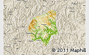 Physical Map of Wencheng, shaded relief outside
