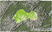 Physical 3D Map of Xinchang, darken, semi-desaturated