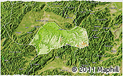 Physical 3D Map of Xinchang, satellite outside
