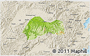 Physical 3D Map of Xinchang, shaded relief outside