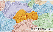 Political 3D Map of Xinchang, lighten