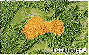 Political 3D Map of Xinchang, satellite outside