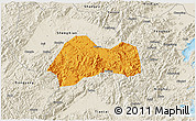 Political 3D Map of Xinchang, shaded relief outside
