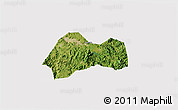 Satellite 3D Map of Xinchang, cropped outside