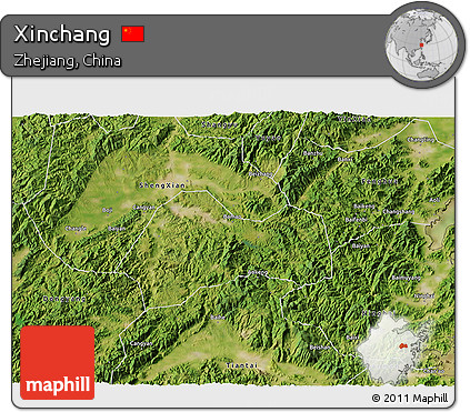 Satellite 3D Map of Xinchang