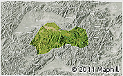 Satellite 3D Map of Xinchang, lighten, semi-desaturated