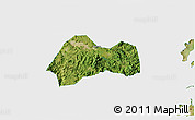 Satellite 3D Map of Xinchang, single color outside
