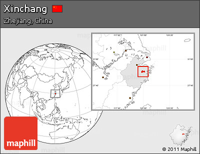 Blank Location Map of Xinchang, highlighted parent region