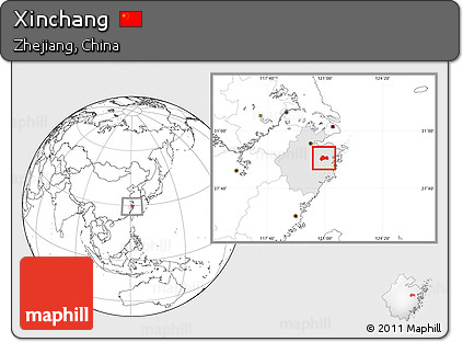 Blank Location Map of Xinchang, highlighted parent region