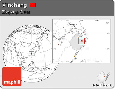 Blank Location Map of Xinchang, highlighted parent region