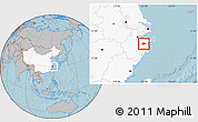 Gray Location Map of Xinchang, highlighted country, hill shading