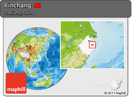 Physical Location Map of Xinchang, highlighted parent region