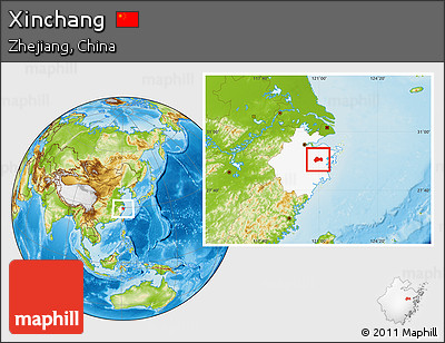 Physical Location Map of Xinchang, highlighted parent region