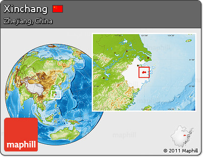 Physical Location Map of Xinchang, highlighted parent region