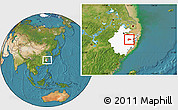 Satellite Location Map of Xinchang, highlighted parent region
