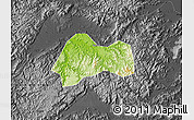 Physical Map of Xinchang, darken, desaturated