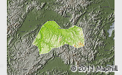 Physical Map of Xinchang, darken, semi-desaturated