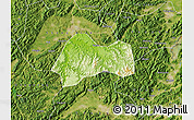 Physical Map of Xinchang, satellite outside