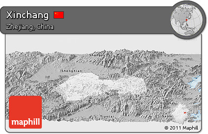 Gray Panoramic Map of Xinchang