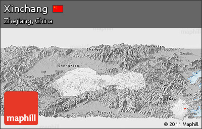 Gray Panoramic Map of Xinchang