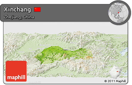 Physical Panoramic Map of Xinchang, lighten