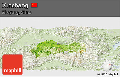 Physical Panoramic Map of Xinchang, lighten