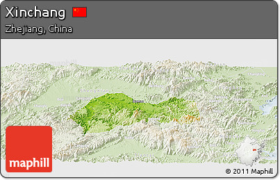 Physical Panoramic Map of Xinchang, lighten