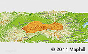 Political Panoramic Map of Xinchang, physical outside