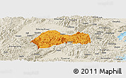 Political Panoramic Map of Xinchang, shaded relief outside
