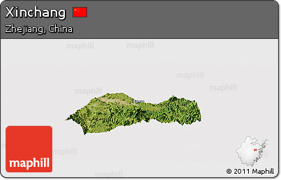 Satellite Panoramic Map of Xinchang, cropped outside