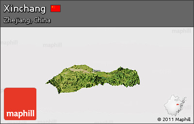 Satellite Panoramic Map of Xinchang, cropped outside