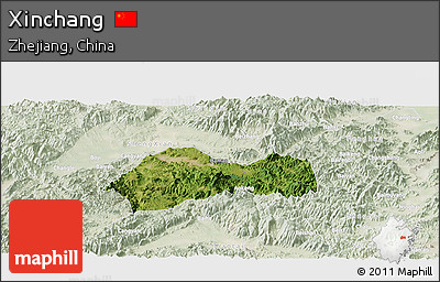 Satellite Panoramic Map of Xinchang, lighten