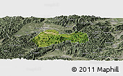 Satellite Panoramic Map of Xinchang, semi-desaturated