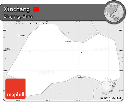 Silver Style Simple Map of Xinchang