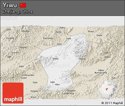 Classic Style 3D Map of Yiwu