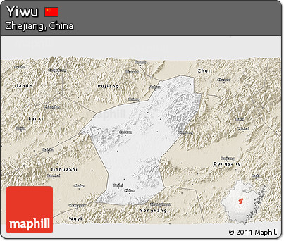 Classic Style 3D Map of Yiwu