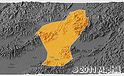 Political 3D Map of Yiwu, darken, desaturated