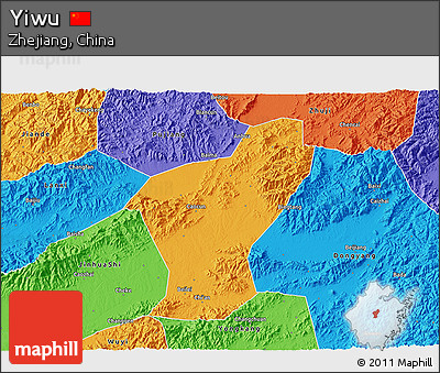 Political 3D Map of Yiwu