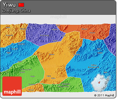 Political 3D Map of Yiwu