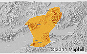 Political 3D Map of Yiwu, lighten, desaturated