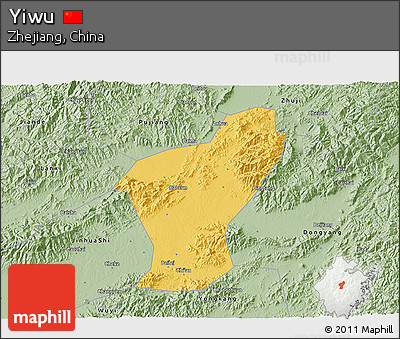 Savanna Style 3D Map of Yiwu