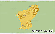 Savanna Style 3D Map of Yiwu, single color outside