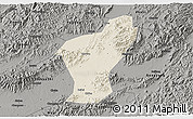 Shaded Relief 3D Map of Yiwu, darken, semi-desaturated