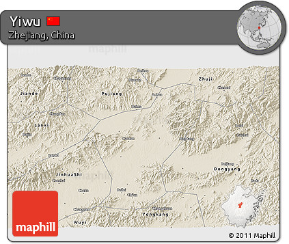 Shaded Relief 3D Map of Yiwu